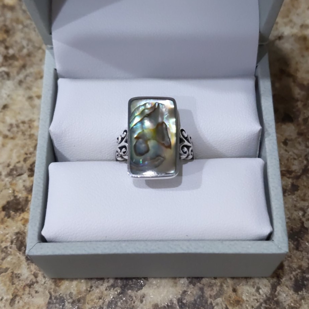 925 SS Genuine Abalone Ring